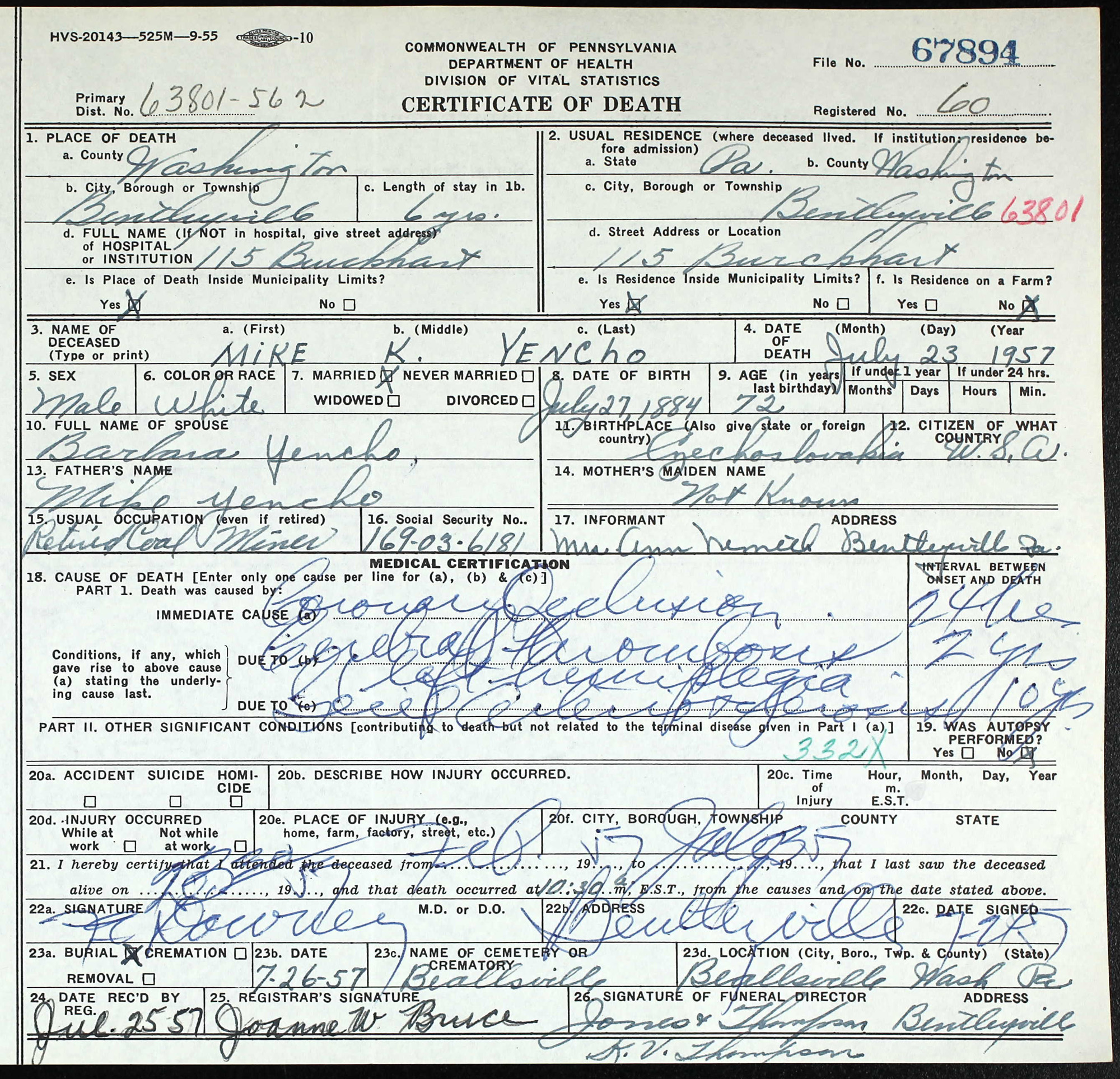 death certificate